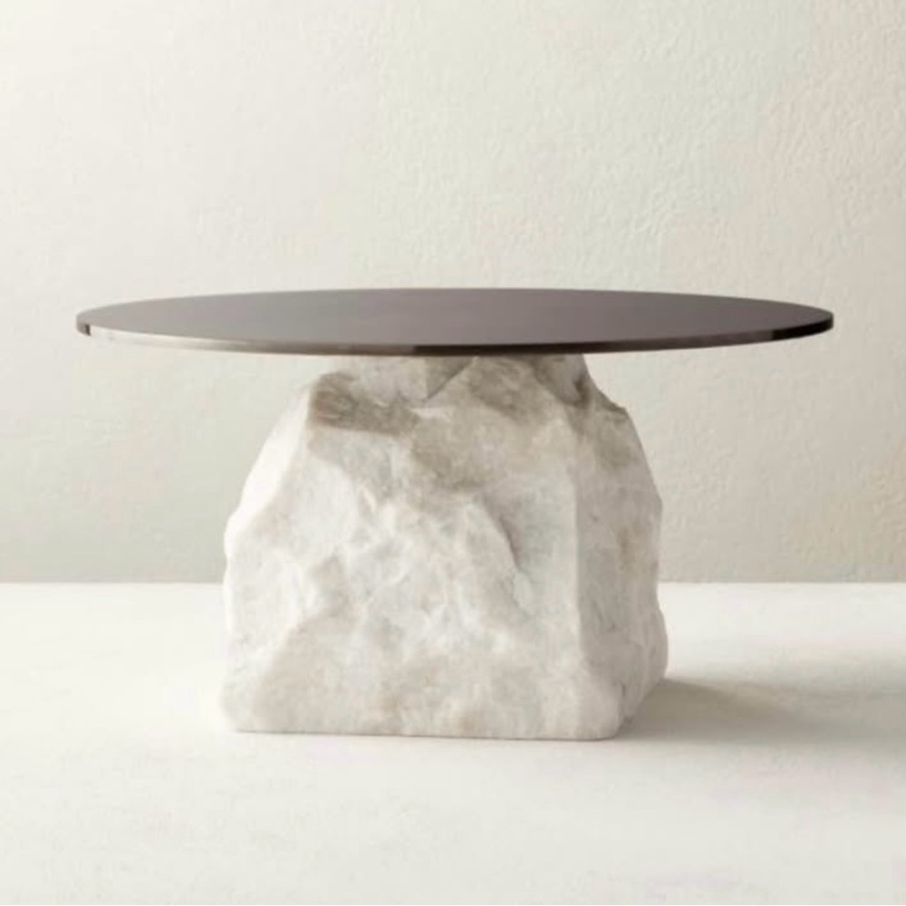 CB2 White Marble Cake Stand